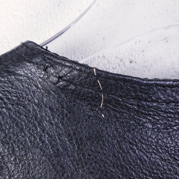 Vintage 90s y2k Black Leather Snap Front Vest Lace Up Sides V-Neck Men's SIze 44 - Picture 7 of 11